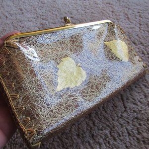 Vintage Plastic Gold Leaf Clutch